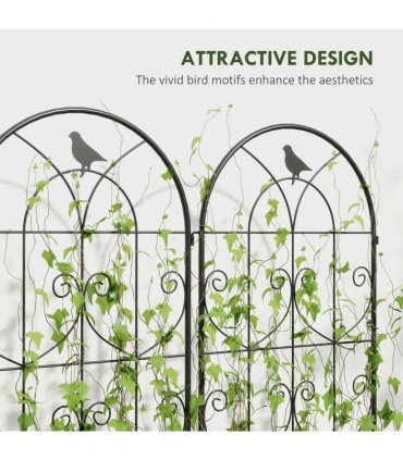 Outsunny Set of 2 Garden Trellis, Metal Fence Panels for Climbing Outdoor Plants, Flowers, 180 x 50cm