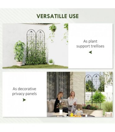 Outsunny Set of 2 Garden Trellis, Metal Fence Panels for Climbing Outdoor Plants, Flowers, 180 x 50cm