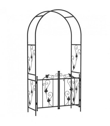 Outsunny 2.17m Steel Garden Arch with Gate, Wedding Arch for Outdoor, Garden, 107W x 45D x 217H cm Black