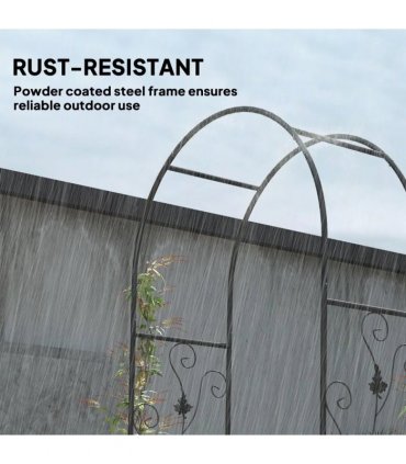 Outsunny 2.17m Steel Garden Arch with Gate, Wedding Arch for Outdoor, Garden, 107W x 45D x 217H cm Black