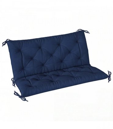 Outsunny 2 Seater Bench Pad, Garden Chair Cushion with Back and Ties for Indoor and Outdoor Use, 98 x 100 cm, Dark Blue