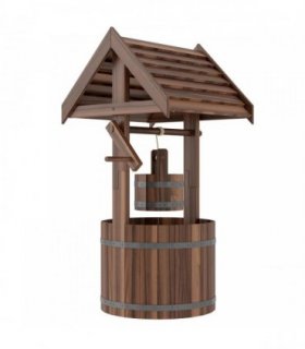 Outsunny Wood Wishing Well for Outside with Hanging Bucket, Wishing Well Planter with Drain Hole for Garden Patio, Carbonized