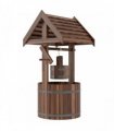 Outsunny Wood Wishing Well for Outside with Hanging Bucket, Wishing Well Planter with Drain Hole for Garden Patio, Carbonized