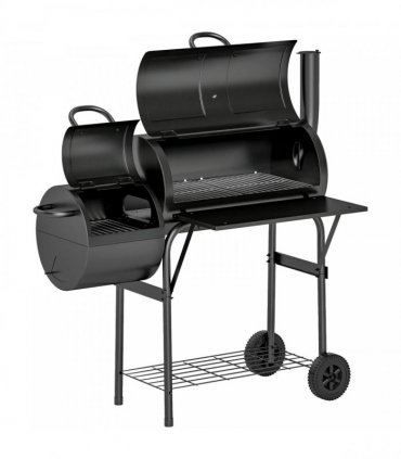 Outsunny Barbecue Grill Portable Outdoor Charcoal BBQ Grill with Offset Smoker 109 x 60 x 120 cm Black