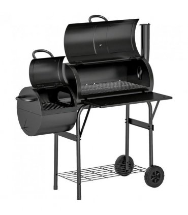 Outsunny Barbecue Grill Portable Outdoor Charcoal BBQ Grill with Offset Smoker 109 x 60 x 120 cm Black