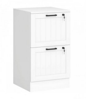 HOMCOM 2 Drawer Filing Cabinet with Lock, Office Storage Cabinet with Adjustable Hanging Bars for A4 Letter Size Files, White