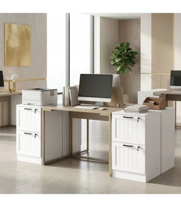 HOMCOM 2 Drawer Filing Cabinet with Lock, Office Storage Cabinet with Adjustable Hanging Bars for A4 Letter Size Files, White