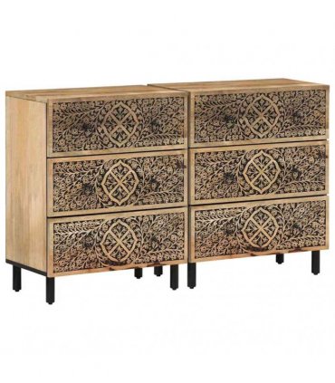 vidaXL Side Cabinets 2 pcs 60x33x75 cm Solid Wood Mango