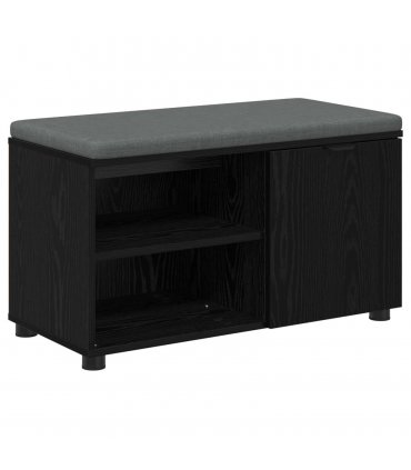 vidaXL Hall Bench Black Oak 80 x 38 x 46 cm Engineered Wood and Fabric