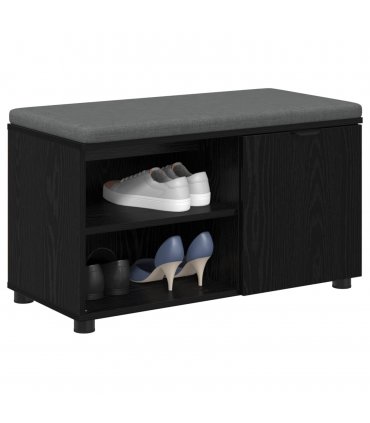 vidaXL Hall Bench Black Oak 80 x 38 x 46 cm Engineered Wood and Fabric
