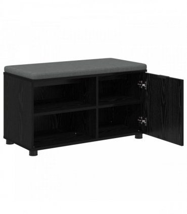 vidaXL Hall Bench Black Oak 80 x 38 x 46 cm Engineered Wood and Fabric