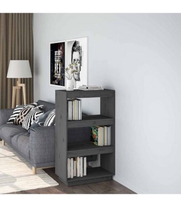 vidaXL Book Cabinet/Room Divider Grey 60x35x103 cm Solid Wood Pine