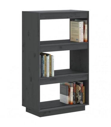 vidaXL Book Cabinet/Room Divider Grey 60x35x103 cm Solid Wood Pine