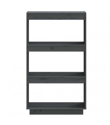 vidaXL Book Cabinet/Room Divider Grey 60x35x103 cm Solid Wood Pine