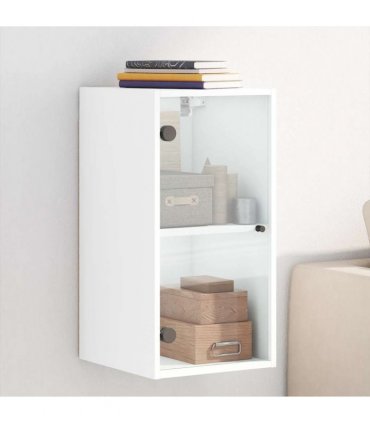 vidaXL Wall Cabinet with Glass Doors White 35x37x68.5 cm