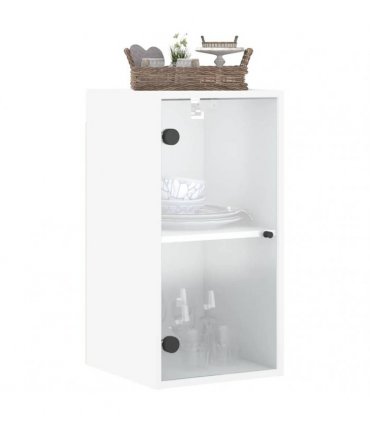 vidaXL Wall Cabinet with Glass Doors White 35x37x68.5 cm