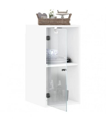 vidaXL Wall Cabinet with Glass Doors White 35x37x68.5 cm
