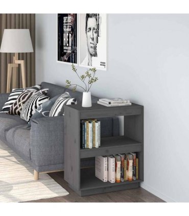 vidaXL Book Cabinet Grey 60x35x71 cm Solid Wood Pine
