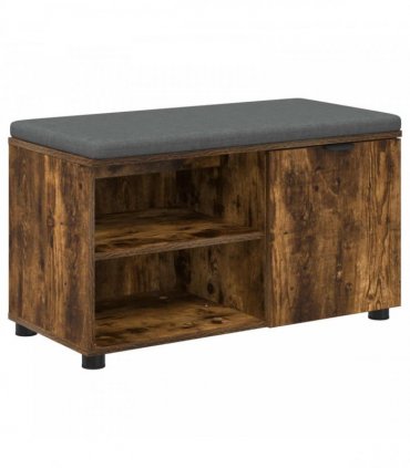 vidaXL Hall Bench with Cushion with Shelf Smoked Oak 80 x 38 x 46 cm
