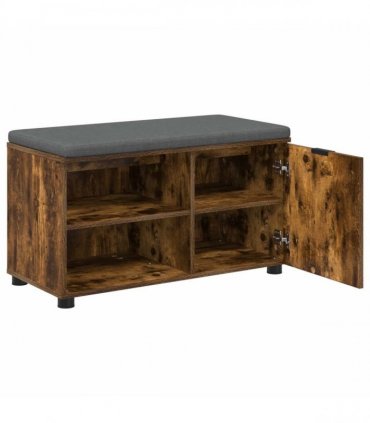 vidaXL Hall Bench with Cushion with Shelf Smoked Oak 80 x 38 x 46 cm