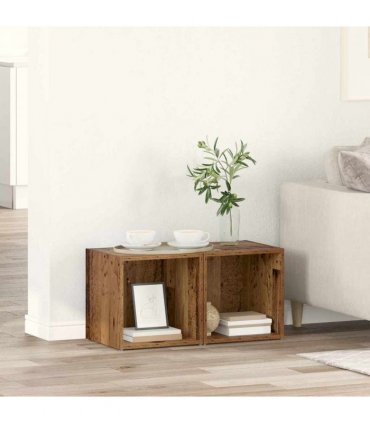 vidaXL TV Cabinet Set 2 pcs Old Wood 37 x 35 x 37.5 cm Engineered Wood
