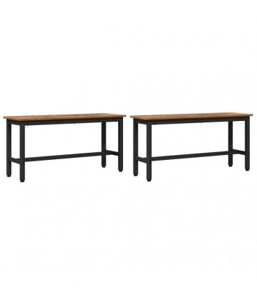 vidaXL Dining Bench 2 pcs Old Wood 100 x 32.5 x 48.5 cm