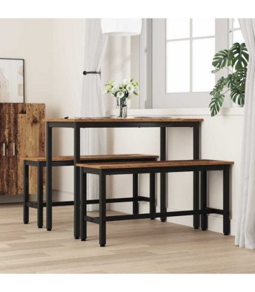 vidaXL Dining Bench 2 pcs Old Wood 100 x 32.5 x 48.5 cm