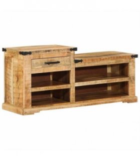 vidaXL Bench with Drawer Brown 110 x 35 x 50 cm Rough Mango