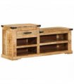 vidaXL Bench with Drawer Brown 110 x 35 x 50 cm Rough Mango