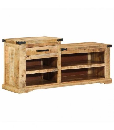 vidaXL Bench with Drawer Brown 110 x 35 x 50 cm Rough Mango