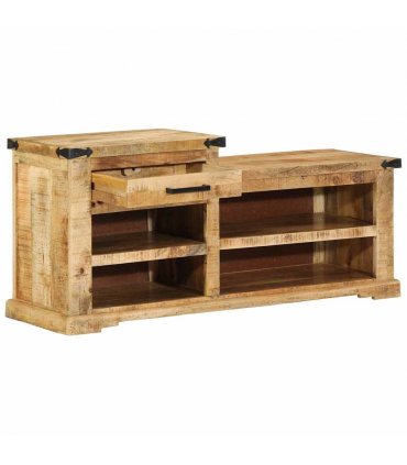 vidaXL Bench with Drawer Brown 110 x 35 x 50 cm Rough Mango
