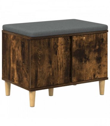 vidaXL Hall Bench with Cushion with Storage Smoked Oak 60 x 38 x 46 cm