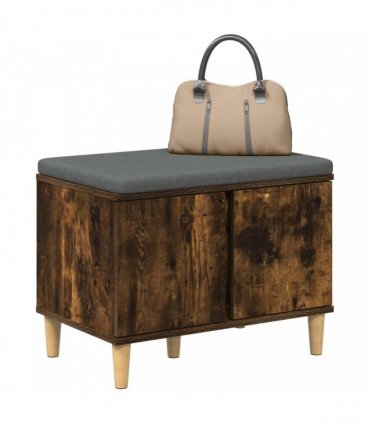vidaXL Hall Bench with Cushion with Storage Smoked Oak 60 x 38 x 46 cm