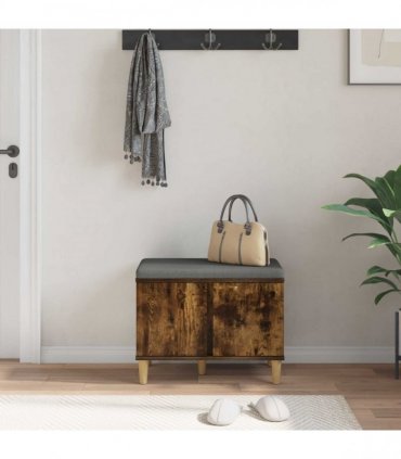 vidaXL Hall Bench with Cushion with Storage Smoked Oak 60 x 38 x 46 cm
