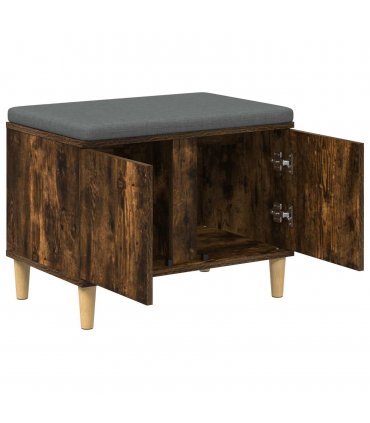 vidaXL Hall Bench with Cushion with Storage Smoked Oak 60 x 38 x 46 cm
