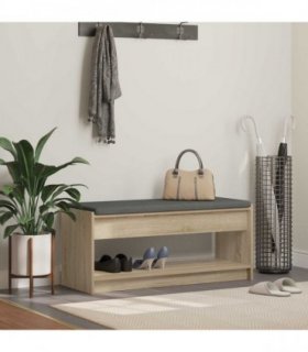 vidaXL Hall Bench with Cushion with Shelf Sonoma Oak 103 x 38 x 45 cm