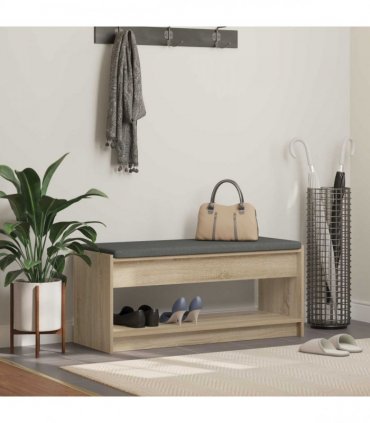 vidaXL Hall Bench with Cushion with Shelf Sonoma Oak 103 x 38 x 45 cm