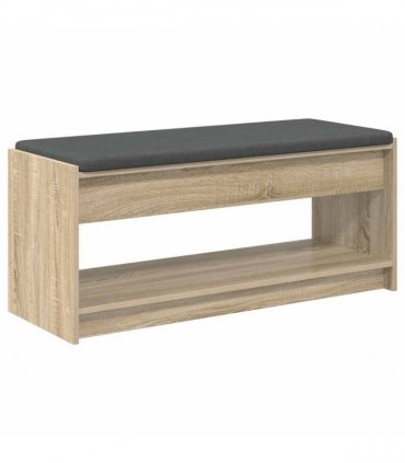 vidaXL Hall Bench with Cushion with Shelf Sonoma Oak 103 x 38 x 45 cm