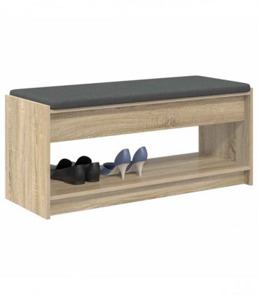 vidaXL Hall Bench with Cushion with Shelf Sonoma Oak 103 x 38 x 45 cm