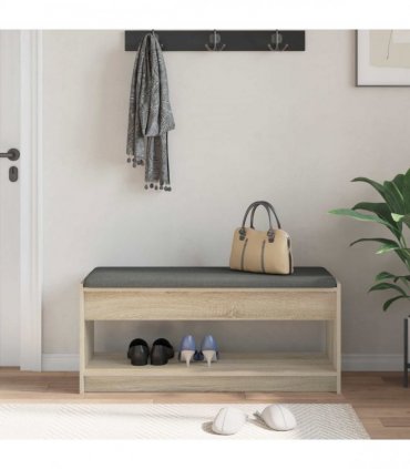 vidaXL Hall Bench with Cushion with Shelf Sonoma Oak 103 x 38 x 45 cm