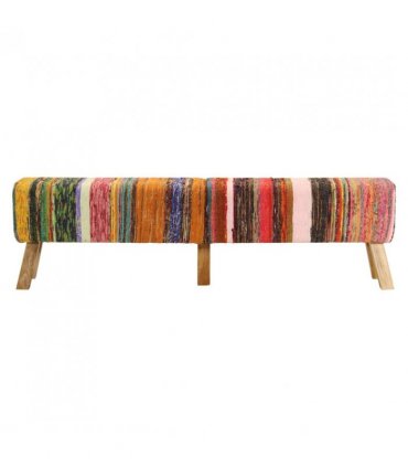 vidaXL Bench Multicolour 160 cm Chindi Fabric and Solid Wood Mango