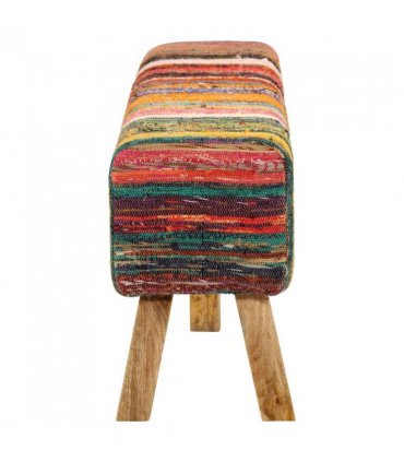 vidaXL Bench Multicolour 160 cm Chindi Fabric and Solid Wood Mango