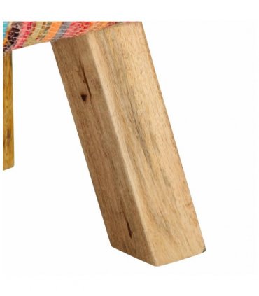 vidaXL Bench Multicolour 160 cm Chindi Fabric and Solid Wood Mango