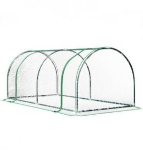 Tunnel Greenhouse Steel Frame, PE Cover, Transparent, 200 x 100 x 80cm