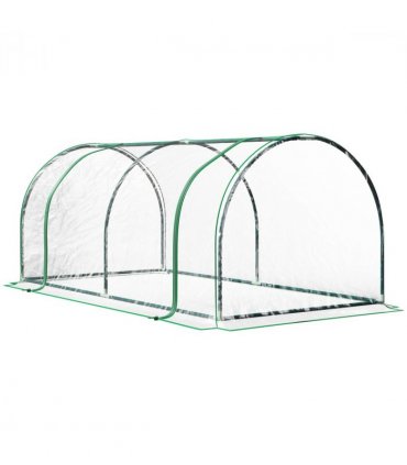 Tunnel Greenhouse Steel Frame, PE Cover, Transparent, 200 x 100 x 80cm