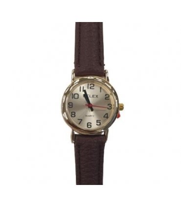 PELEX  Ladies Gold plated Dial Brown Leather Strap Quartz Watch PLX-013-GOLD-GOLD-BRN