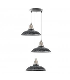 3 Head Vintage Industrial Brushed silver E27 Hanging Light Metal Pendant Lamp