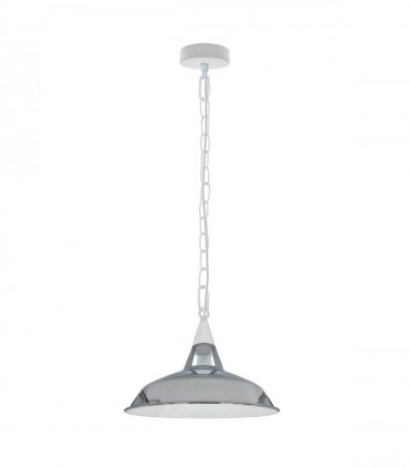 Vintage Industrial Chrome Metal Ceiling Lamp Shade Pendant Lights, UK E27