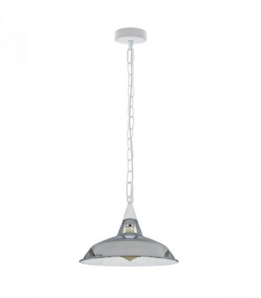 Vintage Industrial Chrome Metal Ceiling Lamp Shade Pendant Lights, UK E28