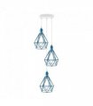 3 Head Blue pendant Industrial Ceiling Light Fitting, Metal Vintage Lamp Shade 95cm Cord Cable